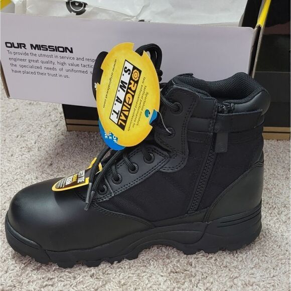 Original SWAT Classic 6" Side Zip Black WP Safety Tactical Boots (116101) Size 7 - Picture 10 of 12